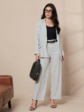 Women White Striped Straight Trousers-SFPANT50905